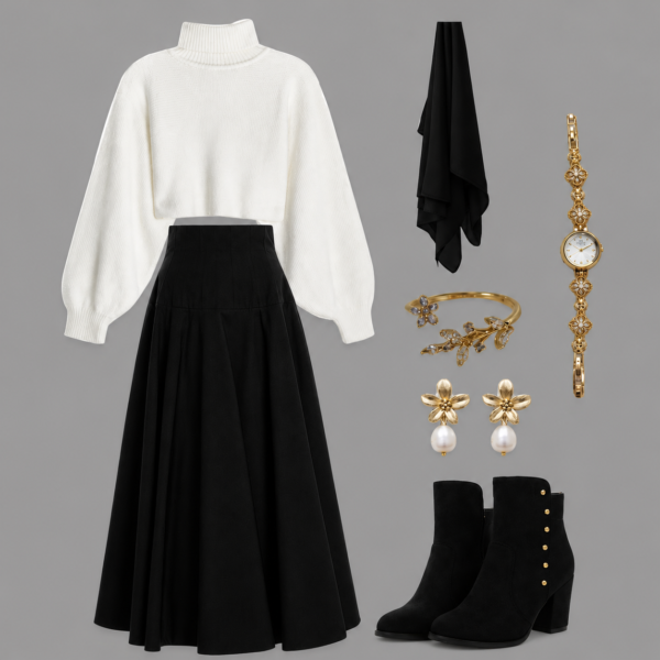 Navy Elegance Modest Outfit Set